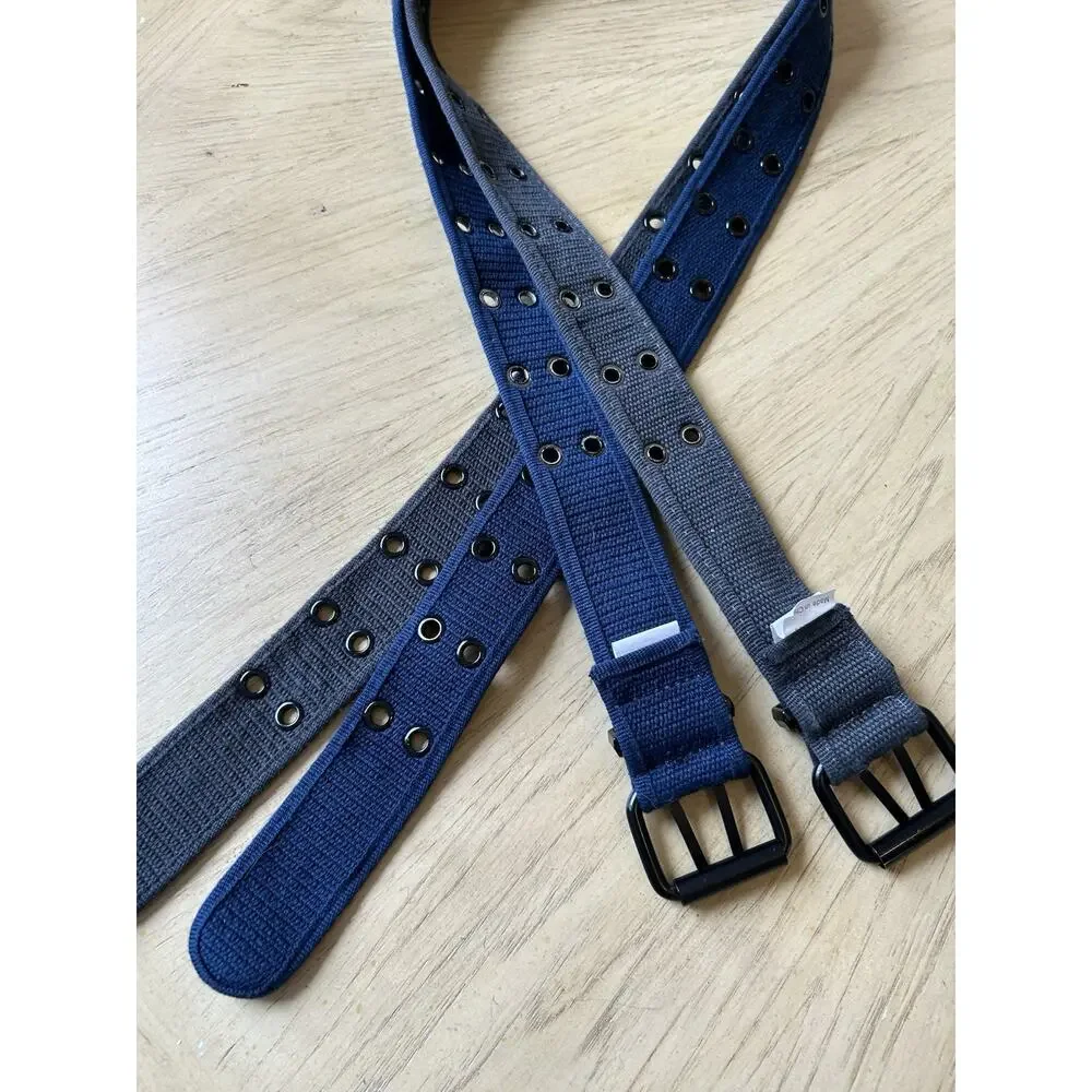 2 Canvas Belt Mens XL Casual Double Prong Heavy Duty Utility Workwear Blue Gray